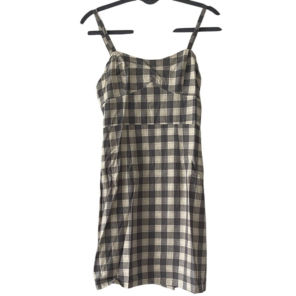 Promesa Gray and Ivory Gingham‎ Mini Dress Small NWT